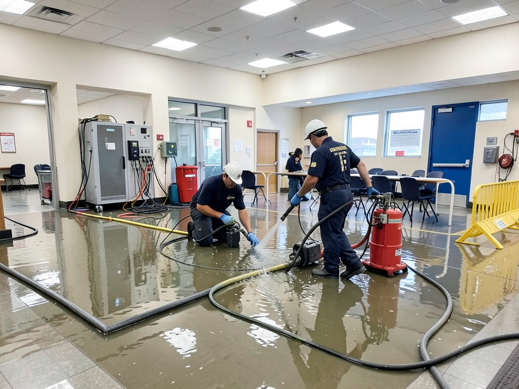 Managing water damage restoration for medical clin